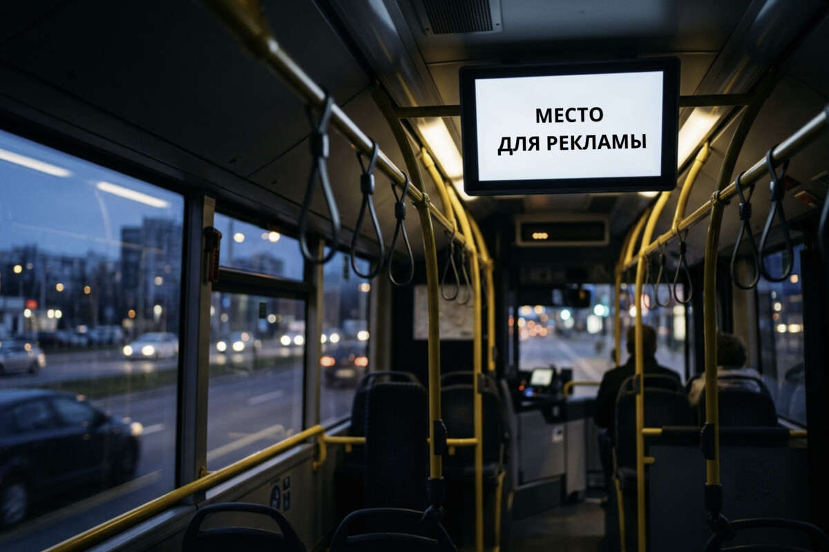 Avtobus ichidagi TV-monitorlarda videoreklama